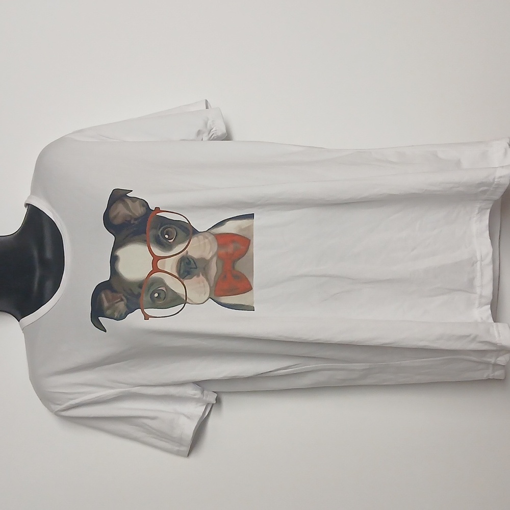 Meinuoduo Stylish Dog White Graphic T Shirt Size 2XL NIP